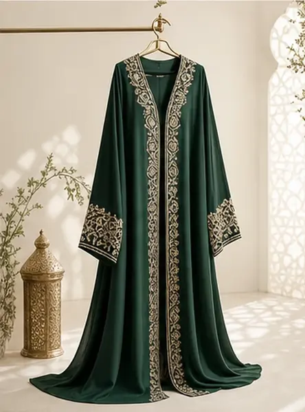 Emerald embroidered abaya collection
