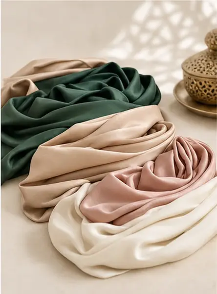 Premium folded silk hijabs in elegant colors