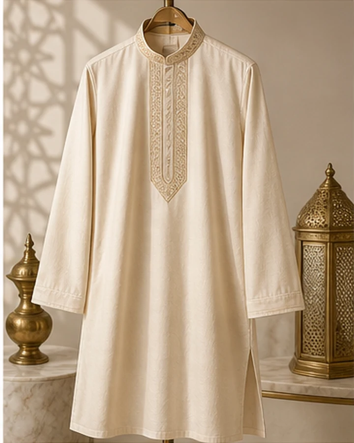 Ihsan Ivory Embroidered Panjabi view 1